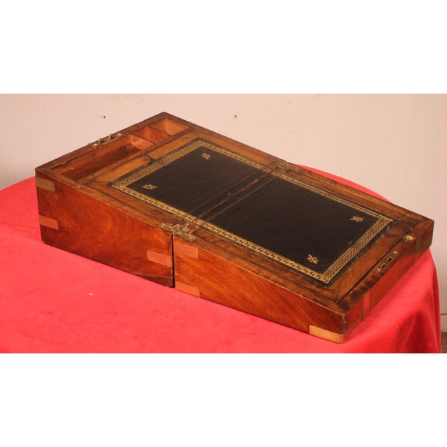 19th Century Walnut Marine Writing Desk with Hidden Compartment For Sale - Image 8 of 13