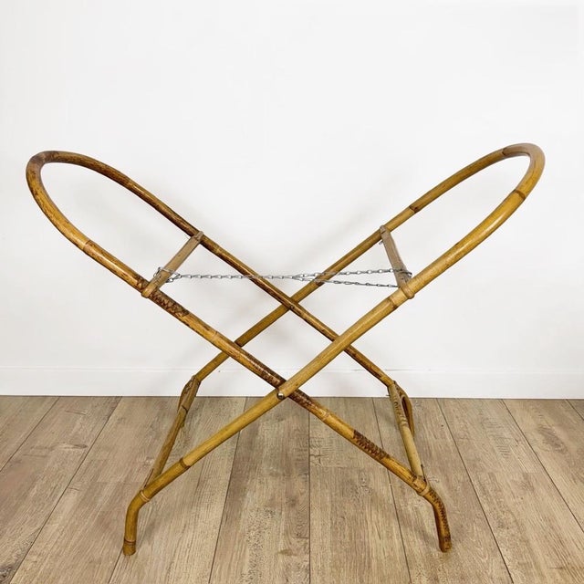 Bohemian Rattan Basket on Stand, 1970s For Sale - Image 11 of 14