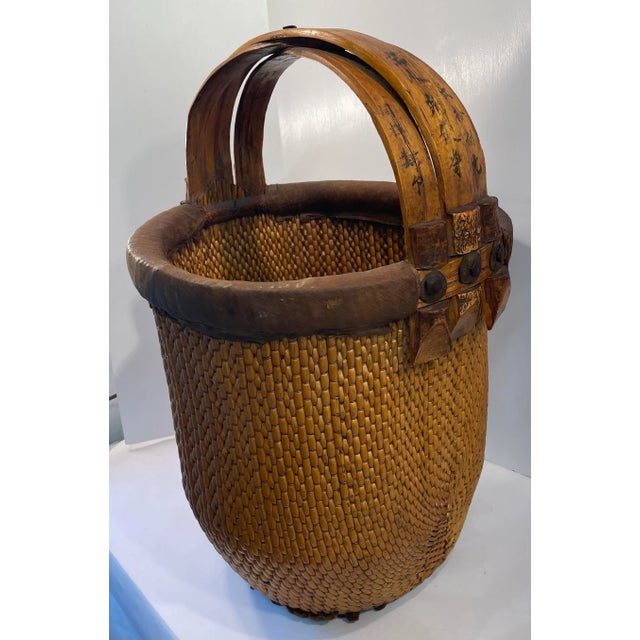 Large Antique Asian Rice Gathering Basket | Chairish
