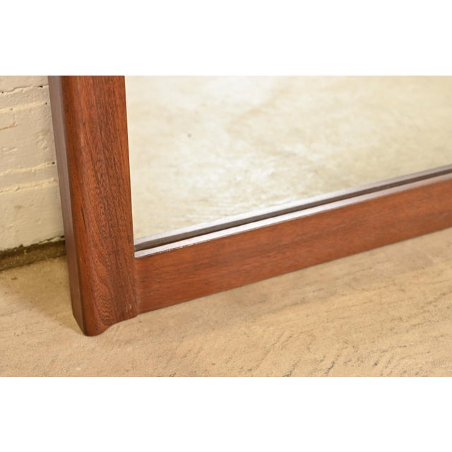 Broyhill Brasilia Style Mid-Century Modern Sculpted Walnut Framed Wall Mirror For Sale - Image 9 of 11