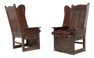 Set of Antique Lounge Chairs in Wood and Fabric
