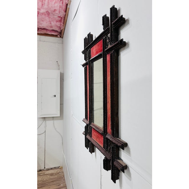 Antique Folk / Tramp Art Mirror C Late 1800s For Sale - Image 4 of 9