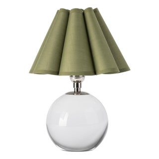 Giorgio Crystal Mini Lamp, Polished Nickel with Olive Scalloped Shade For Sale