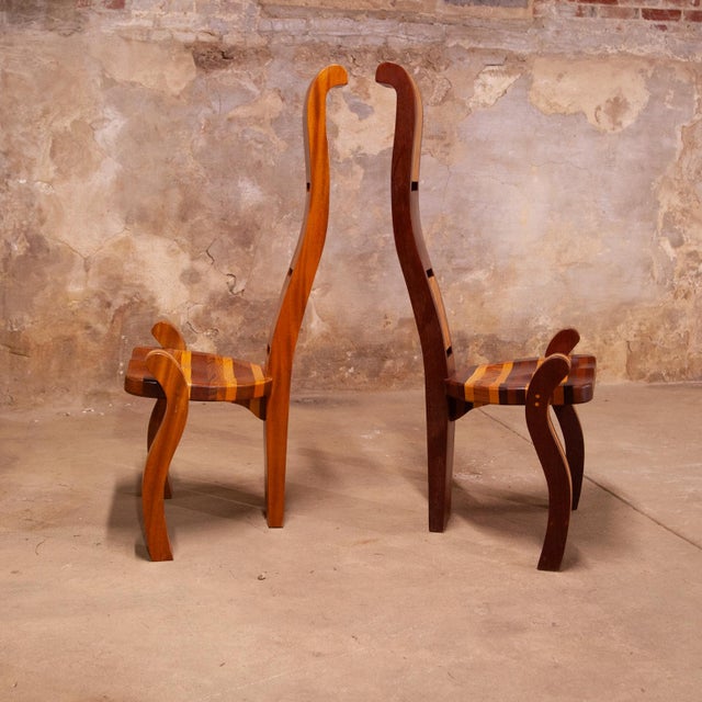 Mid-Century Modern A Unique Pair of Unusual Studio Craft Accent Chairs, C. 2000. For Sale - Image 3 of 8