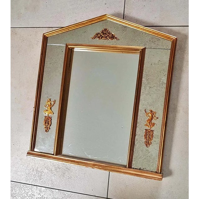 Wood Neoclassical Gilded Empire Mirror For Sale - Image 7 of 18