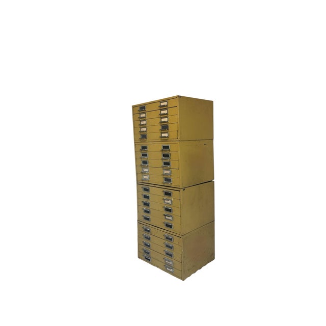 Industrial Vintage Butter Yellow 20-Drawer Cabinet Stack, Cole Steel / Steelmaster For Sale - Image 3 of 6