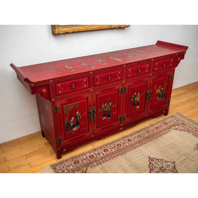 Chinese Painted Chest of Drawers in Brass For Sale - Image 4 of 12