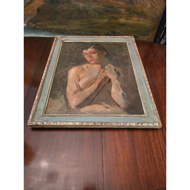 1940s Vintage Mid Century Modern Signed Painting For Sale - Image 5 of 11
