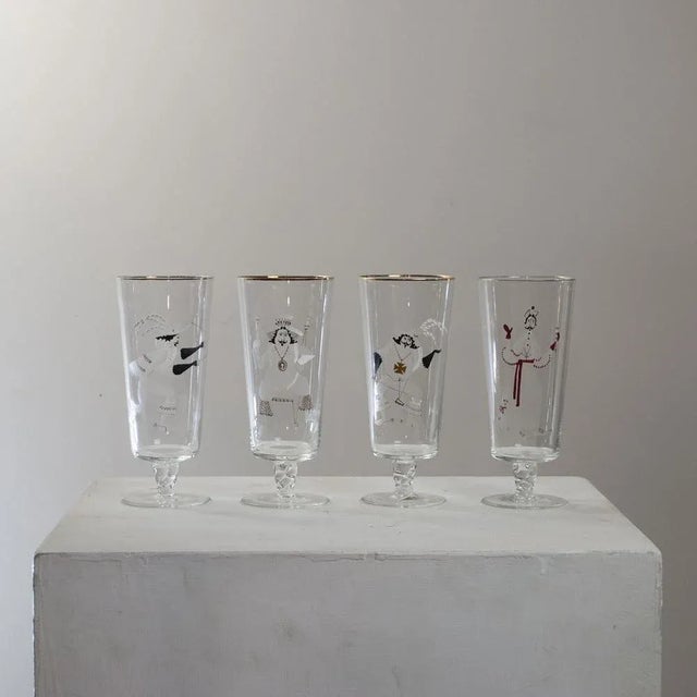 Glass Glasses with Three Musketeers and Cardinal Richelieu, 1960s, Set of 4 For Sale - Image 7 of 10
