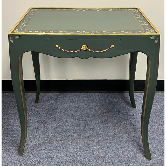 Louis XV Style Paint Decorated Accent Table With Drawer For Sale - Image 9 of 10