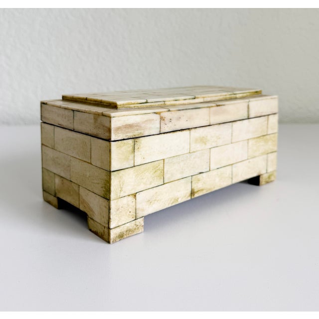 Late 20th Century Vintage Bone Inlay Box With Tiered Lid For Sale - Image 5 of 11