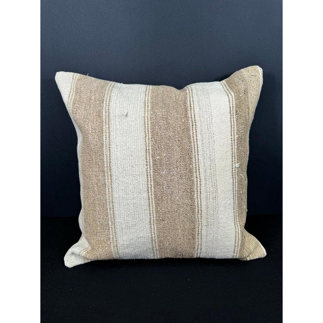 Turkish Hemp Pillow Cushion Natural Beige Brown Pillow Cushion Cover 20"x20" For Sale - Image 4 of 4