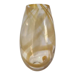 Vintage Mid-Century Modern Studio Art Glass Vase Sand Caramel Color Swirls