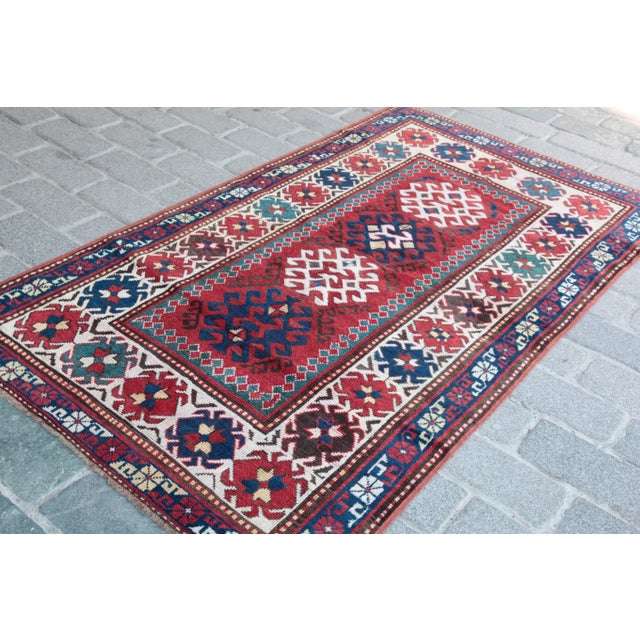 Tribal Antique Bordjalo Kazak From Early 20th Century -6' 11''x 3' 11'' Feet For Sale - Image 3 of 13