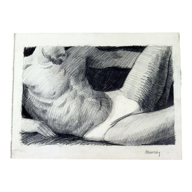 Jim Mumby School Portfolio Graphite Drawing Unframed For Sale