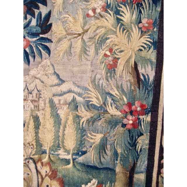 French Aubusson Verdure Two Peacocks, Parrot and Boats 18 Century For Sale - Image 11 of 17