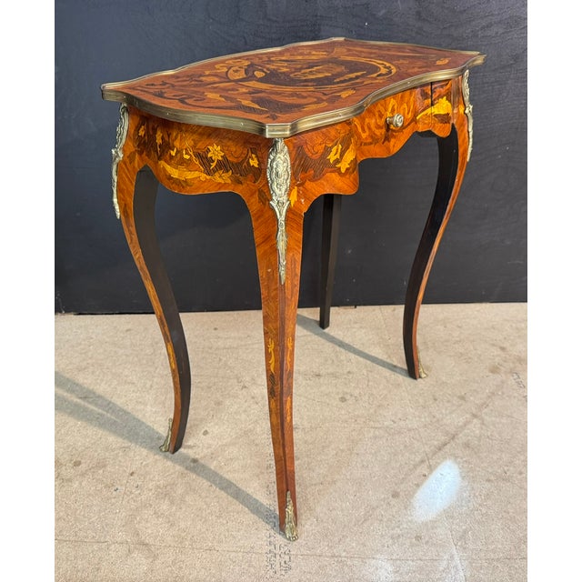 French Marquetry Lamp Table, 1890 For Sale - Image 6 of 16