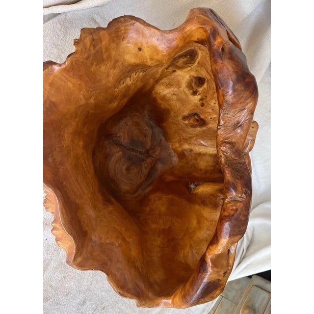 Late 20th Century Large Wood Basket Hand Carved For Sale - Image 5 of 5