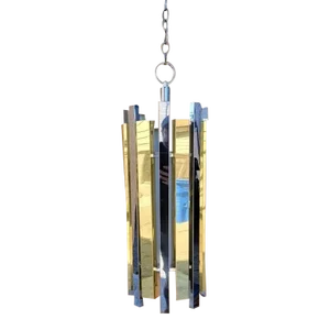 Mid Century Modern Gaetano Sciolari Brass & Chrome Pendant