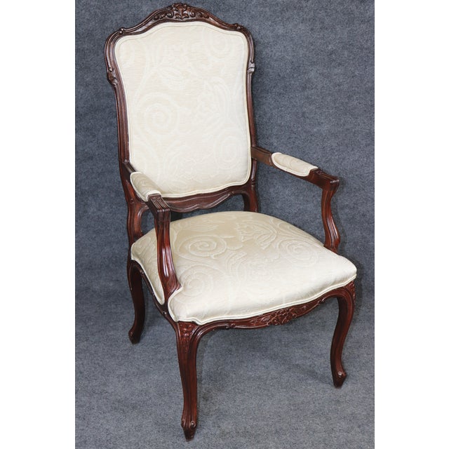 Cream Set of 12 French Tall Back Louis XV Style Mid 20th C Carved Dining Chairs For Sale - Image 8 of 14