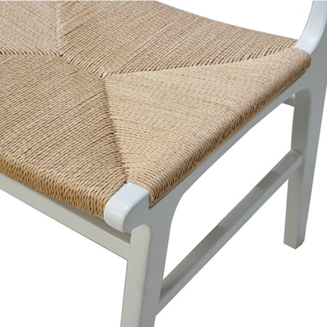 Matthew Izzo Home Monroe White Wood Woven Back and Rush Seat Dining Chair For Sale In New York - Image 6 of 8