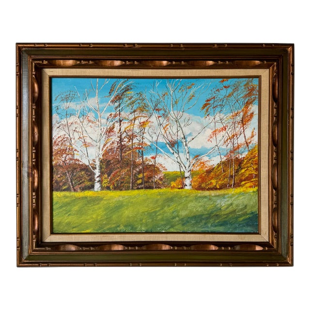 1980's Vintage Impressionist Autumn Landscape Oil Painting, Framed For Sale