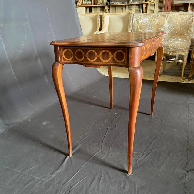 Wood French Directoire Inlaid Marquetry Side Table or Desk For Sale - Image 7 of 10