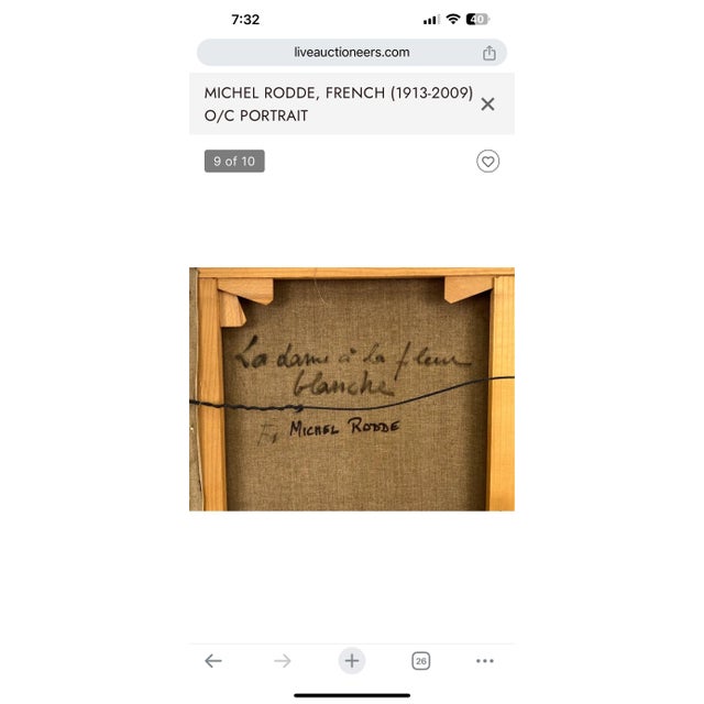 Michel Rodde, 20th Century Abstract Portrait of Lady "La Dame a la Fleur Blanche" Michel Rodde, c. 20th Century For Sale - Image 10 of 13