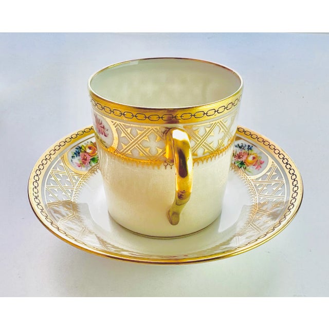 Ceramic Rococo Belle Époque Style Gilded Floral Demitasse Coffee Service from Limoges & De Meuldre Coche, 1900s, Set of 8 For Sale - Image 7 of 12