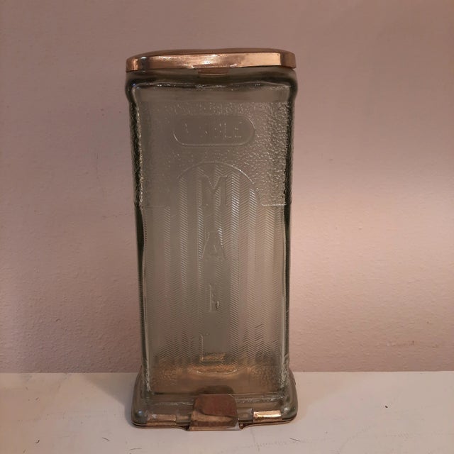 Vintage Glass Mail Box, Letter Box, Postal Box Attributed to George F. Collins and Co. The top metal lid is attached and...