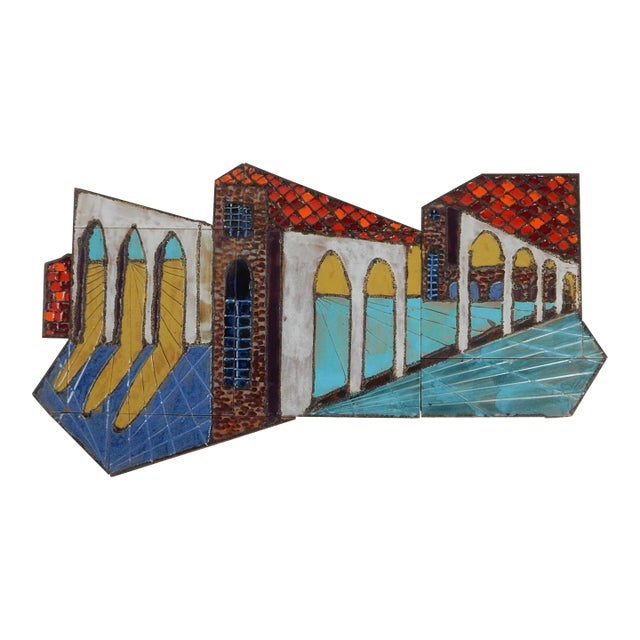 1970's California Modernist Asymmetrical Ceramic Tile Wall Art Sculpture For Sale