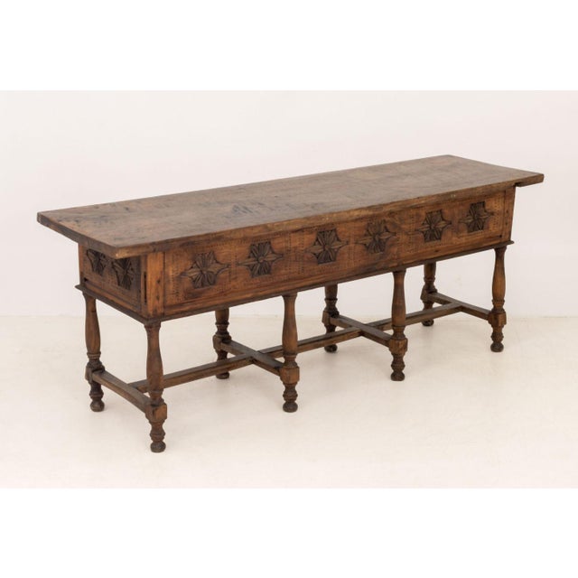 Spanish Baroque-Style Walnut Console Table For Sale - Image 10 of 11