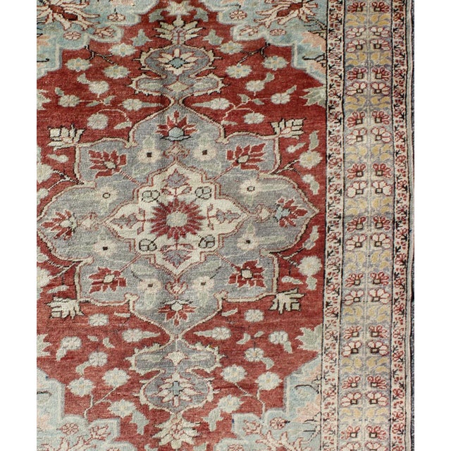 Keivan Woven Arts, Vintage Turkish Sivas Fine Rug with floral medallion in red and gray, rug , country of origin / type:...