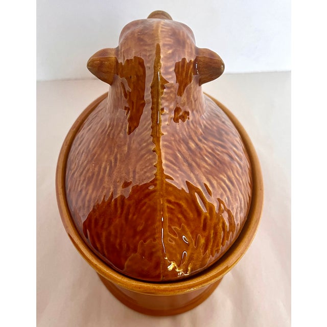 Brown Mid 20th Century Geo French Faience Brown Ceramic Boar Terrine For Sale - Image 8 of 18