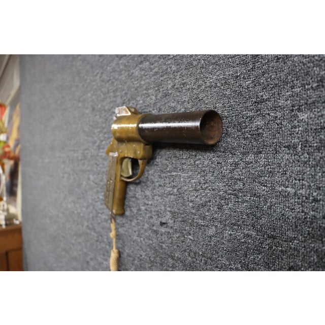 Cream Antique International Flare Signal Co. Brass and Iron Flare Gun For Sale - Image 8 of 13