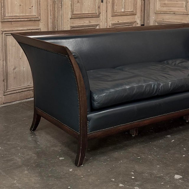 Mid 20th Century French Directoire Style Mahogany and Leather Canapé ~ Sofa For Sale - Image 5 of 18