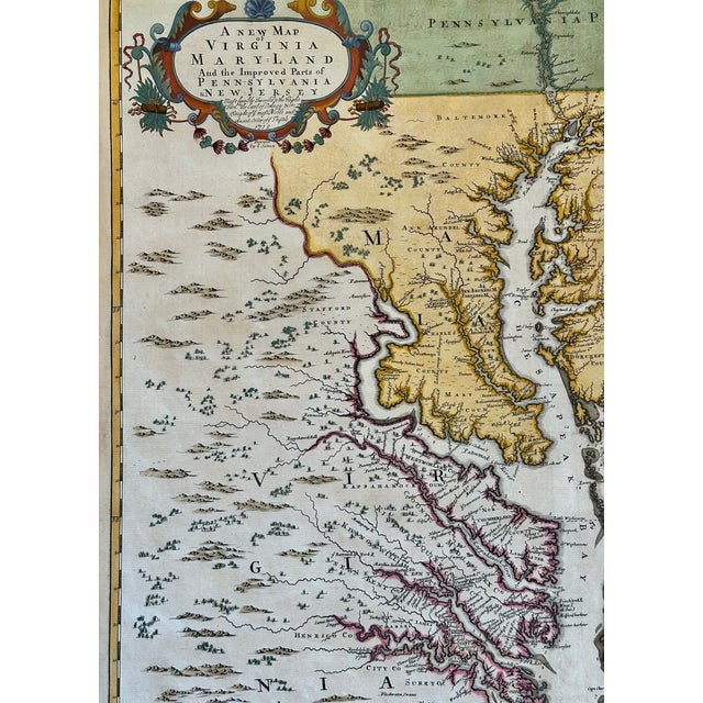Chesapeake Bay: Virginia, Maryland, Pennsylvania & New Jersey Original Map by Senex, 1721 For Sale - Image 6 of 8