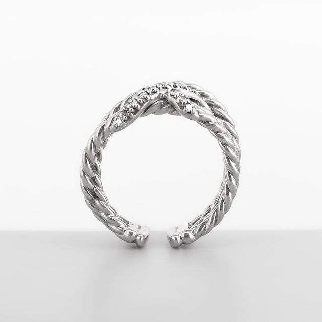David Yurman Sterling Silver & Diamond Crossover X Ring For Sale - Image 10 of 15