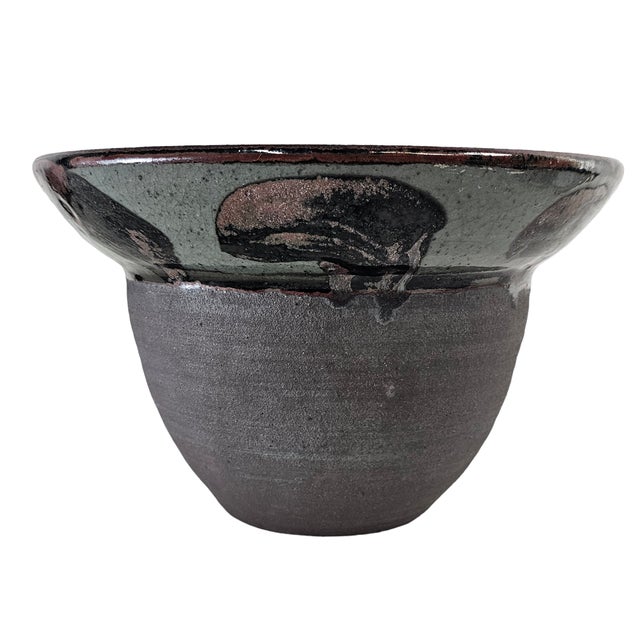 Mid-Century Modern Joseph Hysong Studio Pottery Bowl California Modern Ceramic Organic Vessel 10.25" For Sale - Image 3 of 11