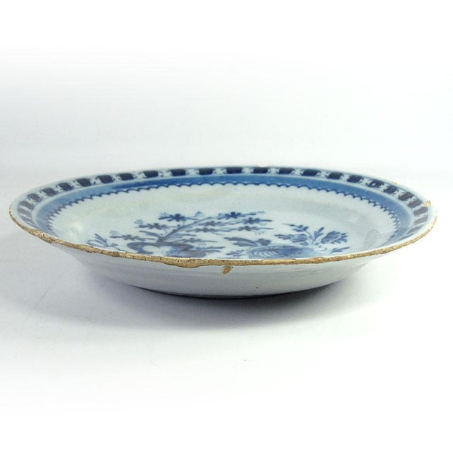Large Dutch Delftware Blue and White Plate, 1700s For Sale - Image 3 of 10