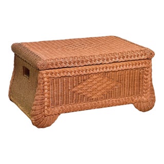 Braided Wicker Rattan Storage Chest, Trunk, 1980s For Sale