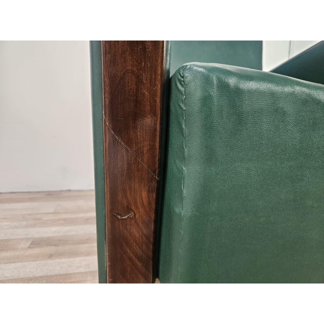 Art Deco Club Chairs in Walnut and Green Eco-Leather, 1940, Set of 2 For Sale - Image 10 of 18