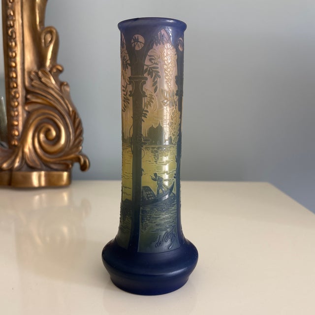 DeVez French Cameo Art Glass Vase For Sale - Image 4 of 12