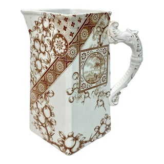 Ridgways Devonshire Transferware Pitcher C. 1880-1885 For Sale
