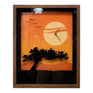 1970’s 3d Sunset Clock For Sale