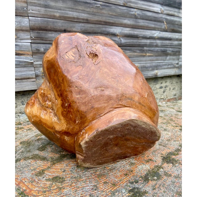 Large Sculptural Olive Wooden Bowl, 1960s For Sale - Image 7 of 8