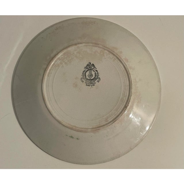 This antique stick spatterware spongeware plate features a decorative green bamboo border with the groups of beautiful...