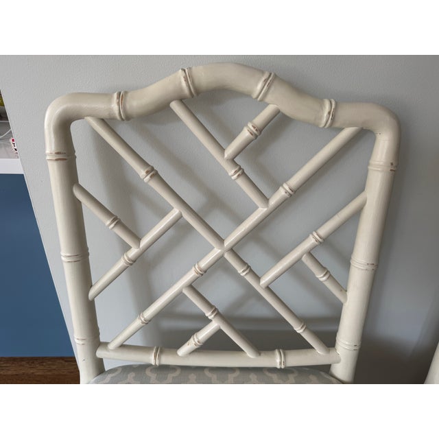 Wood Attributed Ballard Dayna Faux Bamboo Chinese Chippendale Stools, Set of 3 For Sale - Image 7 of 8