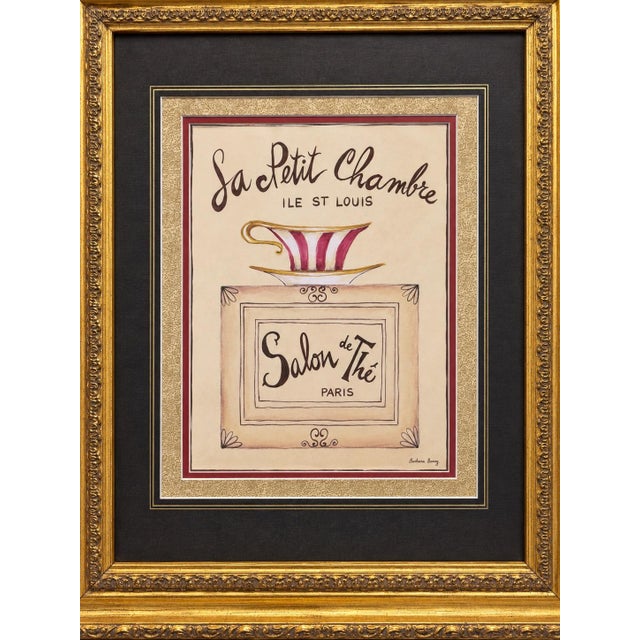 Charming French-inspired reproduction print by Barbara Mock, featuring a classic wine label motif with “Le Petit Château”...