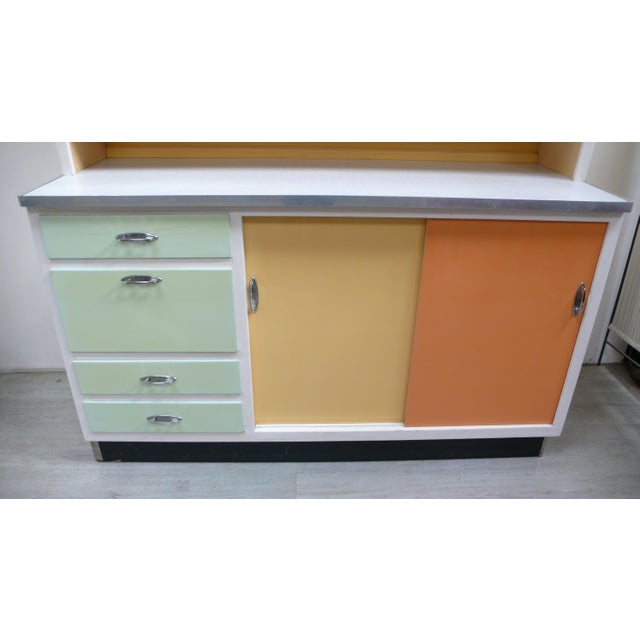 Vintage German Kitchen Cabinet with Sliding Doors in Multi Colors, 1950s For Sale - Image 6 of 14
